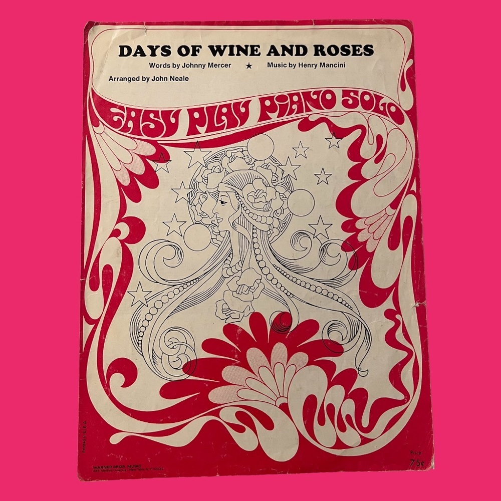 Vintage Sheet Music Days of Wine and Roses Henry Mancini Johnny Mercer 1962